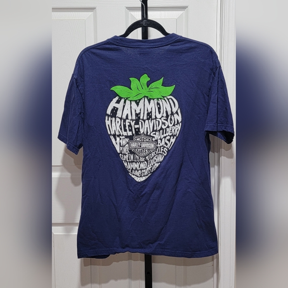 Harley-Davidson Navy Blue Tee Shirt Skullberry Graphic Women's Size Large